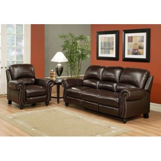 Abbyson Living Charlotte Leather Pushback Reclining Sofa and
