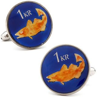 Penny Black 40 Hand Painted Iceland Coin Cufflinks   PB 444 SL