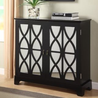Powell Console Cabinet with Mirrored Glass Doors in Black