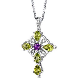 Vintage Delight 2.50 Carats Multishape Peridot and Amethyst Cross