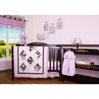 Boutique Butterfly 12 Piece Crib Bedding Set in Pink / Brown
