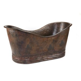 Premier Copper Products 67 Hammered Copper Double Slipper Bath Tub in