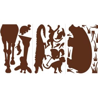 Animal Silhouettes Giant Peel and Stick Wall Sticker in Brown