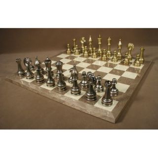WorldWise Chess Large Metal Staunton on Grey Briar Chess Board   82M