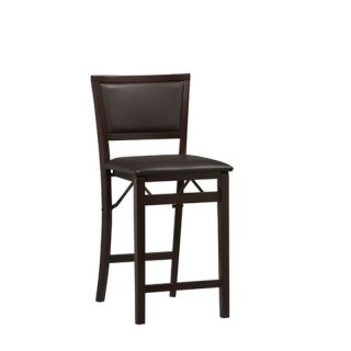 Triena 24 Folding Counter Stool with Padded Back in Espresso