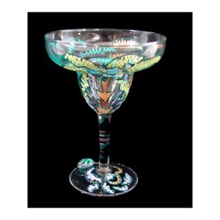 Bellissimo Party Palms Design Hand Painted Margarita glass   MARG
