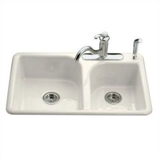  Kitchen Sink in Biscuit with Three Hole Faucet Drilling   K 6626 4 96