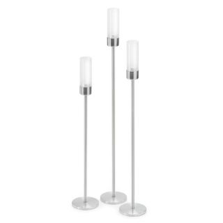 Faro Tall Stainless Steel and Frosted Glass Hurricane (Set of 3)
