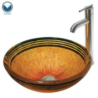Vigo Tangerine Glass Vessel Sink with Faucet in Oil Rubbed Bronze