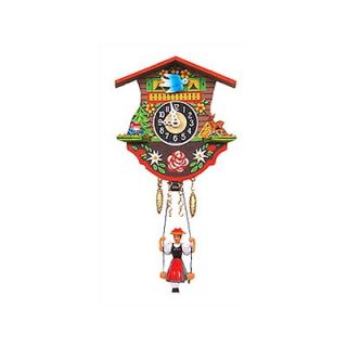 Black Forest Battery Operated Clock with Swinging Girl