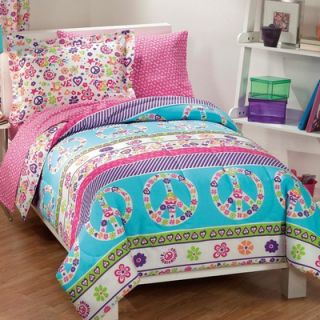 Comfort and More Peace Signs Multicolor Girls 7 Piece Full Comforter