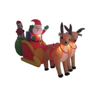 BZB Goods 8.5 Long Christmas Inflatable Santa Claus Driving Sleigh