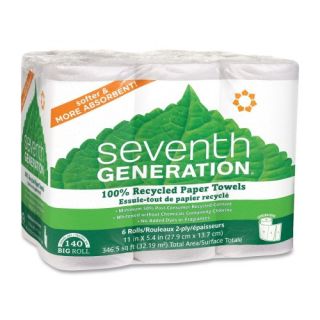 Paper Towels, Recycled, 2 Ply, 140 Shts, 6RL/PK, White