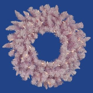 Vickerman Flocked Pink Spruce 48 Wreath with Clear Lights
