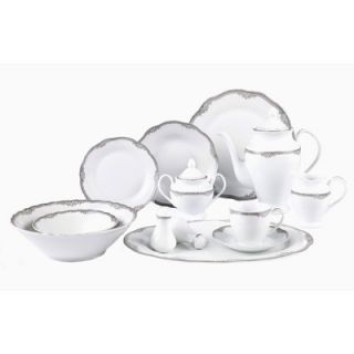 Lorren Home Trends Elizabeth 57 Piece Porcelain Dinnerware Set in Wavy