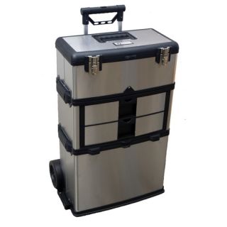 in 1 Suitcase Toolbox in Stainless Steel with Black Accents