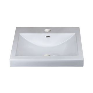 Ronbow Rectangle Ceramic Semi Recessed Vessel Sink with Overflow in