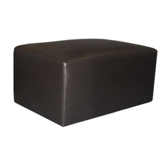 World Class Furniture Brevia Leather Ottoman in Black