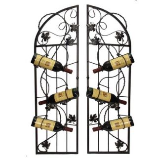 Metrotex Designs French Vineyard Iron Gate Wall Wine Bottle Holder