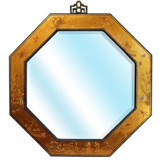 Oriental Furniture Octagonal Wall Mirror in Gold Leaf Lacquer   LQ