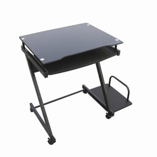 Glass Computer Cart with Casters