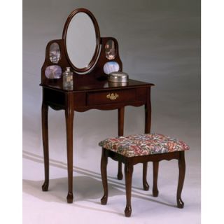 Bernards Picture Frame Vanity and Bench in Cherry