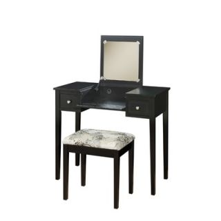 Linon Vanity Set with Butterfly Bench in Black   98135BLKX 01 KD U