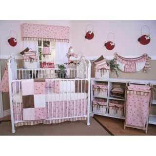 Pink Ladybugs and Dragonflies 4 Piece Crib Bedding Set