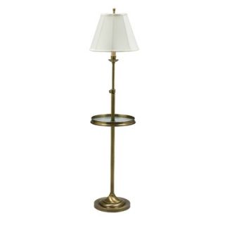 House of Troy Club Floor Lamp in Antique Brass with Glass Table