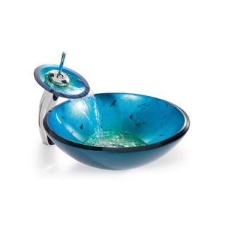  Glass Irruption Blue Sink and Waterfall Faucet   C GV 204 12mm 10