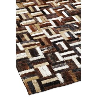 Dynamic Rugs Leather Work Brown Multi Checked Rug   8108 666
