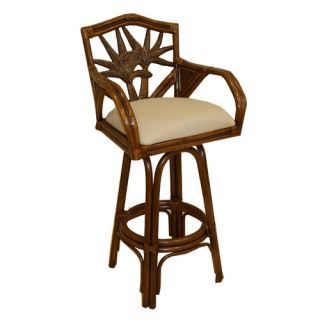 Cancun Palm Indoor Swivel Rattan 24 Counter Stool in TC Antique