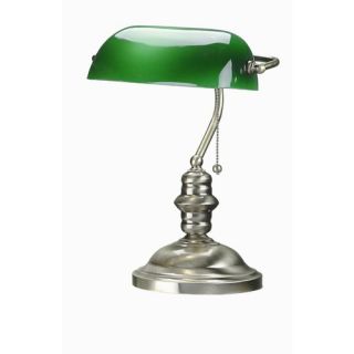 Classic Banker Desk Lamp in Antique Brass with Green Shade