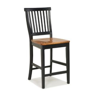 Home Styles Kitchen Stool with Oak Seat in Black   88 5003 89