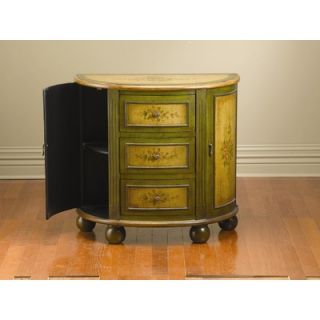 AA Importing Three Drawer Two Side Door Console Cabinet in Green and