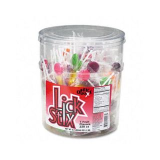 Lick Stix Suckers, Seven Assorted Fruit Flavors, 220 per Container