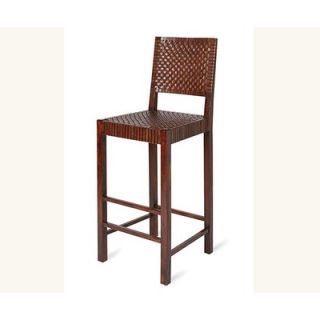 William Sheppee Saddler 30 Woven Leather Bar Stool in Walnut Stain