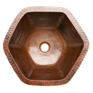 Premier Copper Products Hexagon Undermount Hammered Copper Sink in Oil