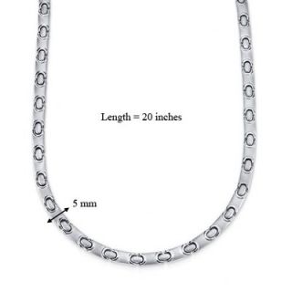 Oravo Amazing Style Titanium Mens Flat Link 20 inch Chain Necklace