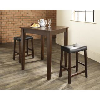 Crosley Three Piece Pub Dining Set with Tapered Leg Table and Saddle