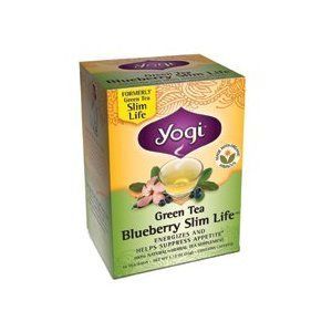Yogi Green Tea Blueberry Slim Life Herbal Tea Supplement case of 6