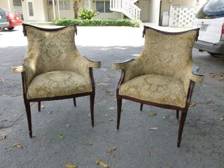 Pair of Hollywood Regency Grosfeld House Dorothy Draper Era Arm Chairs