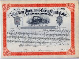 New York Greenwood Lake Railway Stock Certificate RR