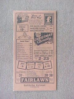  Fairlawn Store Ad Barbara Rusnak Hawk Run PA Christmas Candy