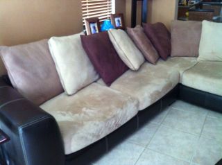 Gregory Sectional Sofa Couch Microfiber Chaise L shape Neutral browns