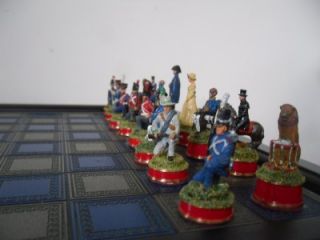 Vintage  Battle of Waterloo  Painted Chess Set Orig Board by