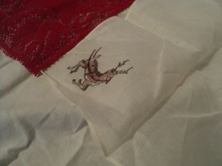 Lot of 2 Hankerchiefs White Transparent Cloth Red Lace
