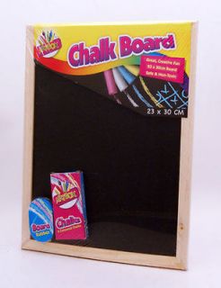 CHALKBOARD SET   FOR KIDS ART   WITH BOARD RUBBER AND BOX OF CHALK