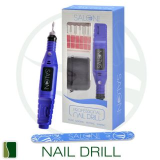 BLUE Nail Art Drill KIT Electric FILE Buffer Bits Acrylic Portable