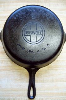 Vintage Griswold 704 B #8 Cast Iron Skillet Fry Pan Erie PA., U.S.A